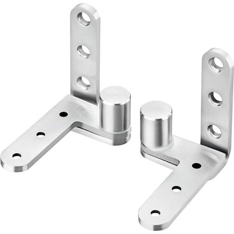 Charnière de porte pivotante en acier inoxydable, charnières pivotantes à axe central de porte cachée, 2 charnières à pivot central, 80 x 80 mm (argent) (1/4)