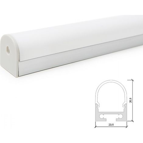 Perfíl Aluminio Curvado para Tira LED Techo/Colgante Difusor Opal LLE-ALP027 x 2M