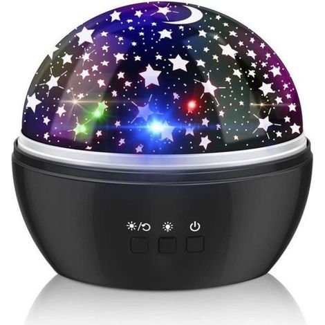 Lampe Projecteur Veilleuse LED 9 Modes Projection Murale Plafond Chambre Enfant Chambre À Coucher Noir 1 Pièce (1/4)