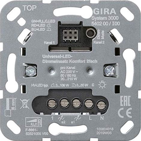 Gira S3000 Inserto dimmer LED universale Comfort 2f Inserto [540200], 5402 00