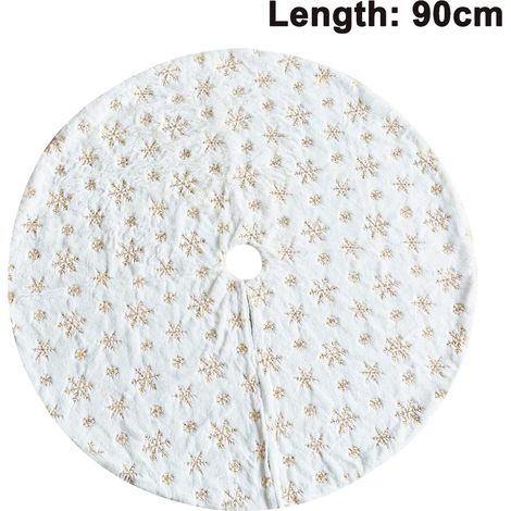 Tapis de sapin de Noël - Tapis de sapin de Noël en fausse fourrure de 90 cm, décorations de Noël, ornements de sapin de Noël épais en peluche (1/5)