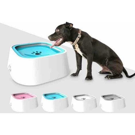 Splash-proof pet water bowl, prevents water from floating slowly with wet mouth, blue (1/4)