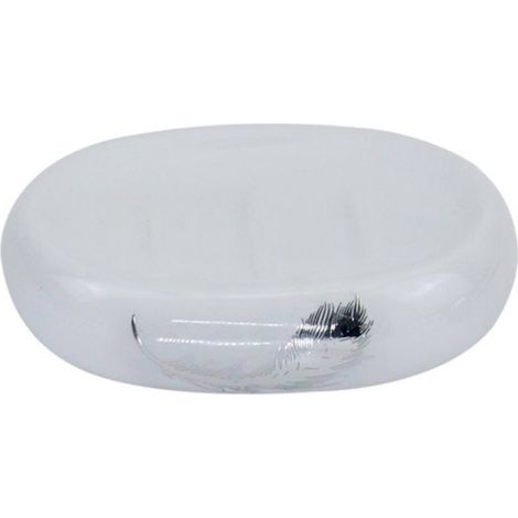 Piattino per sapone in ceramica bianca decorato con piuma argento portasaponetta moderno accessori bagno