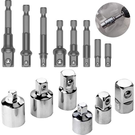 14 Stück Stecknuss Adapter Set,6 Stück Steckschlüssel Nuss + 8 Stück Steckschlüssel, Nuss Adapter für 1/4 auf 3/8 - 3/8 auf 1/4 Zoll,3/8 auf 1/2 - 1/2 auf 3/8Zoll,1/4 auf 1/2 - 1/2 auf 1/4 Zoll (1/5)