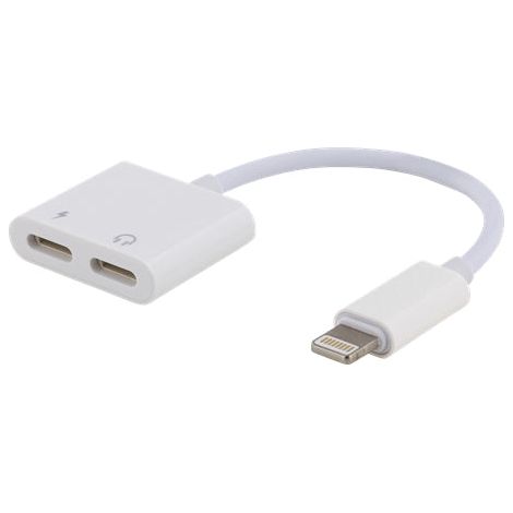 Sign lightning auf 2x lightning adapter 5 v 2 a 10 cm - laden und horen - wei