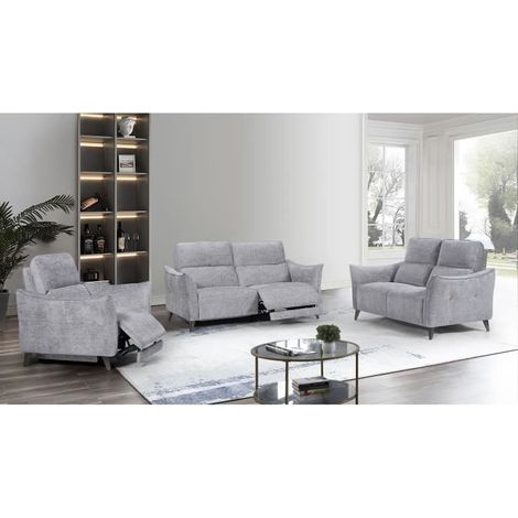 Canapé relax électrique 2 places en tissu gris modèle ALLURE