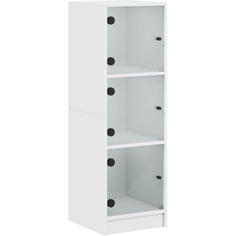 Aparador cómoda cómoda armario mueble organizador cocina salón salón con puertas de cristal 35 x 37 x 109 cm blanco 020030107