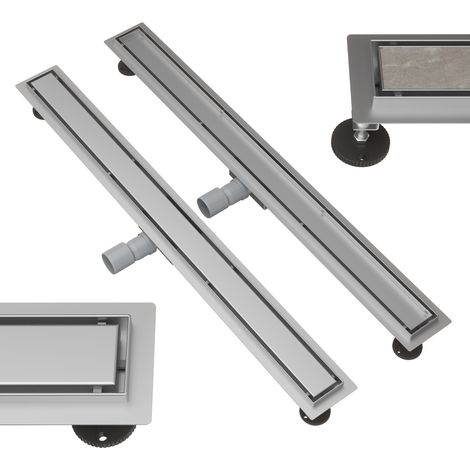 Caniveau de douche linéaire sous carrelage Granitan Entero 100 cm inox avec siphon ABS (1/5)