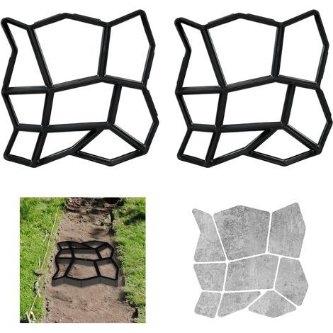 AIDUCHO 2 Pcs Moules À Béton 40x40x4cm, De Dalles De Pavage, Ferme, Pelouse Jardin, Décoration Jardin, Chemin, Bricolage, Pavés, Réutilisable, Coulage, Imitation Pierre (1/5)