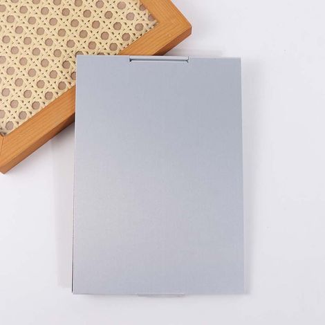 Miroirs de maquillage, mini miroirs de poche décoratifs en métal argenté, ultra fin, pliable, facile à transporter, miroir de maquillage de voyage, poche de courtoisie de bureau (200 x 140 mm) (1/5)