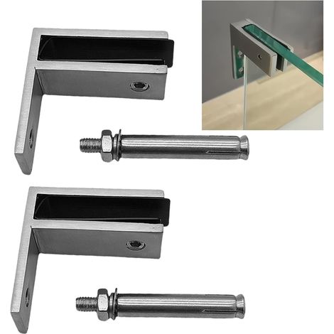 Pince Clôture en Verre en Acier Inoxydable 304 - Fixation clôture en verre de Garde-Corps d'Escalier -Balustrade en verre pour balcon, jardin, terrasse (90 degrés contre le mur - Couleur INOX) (1/5)