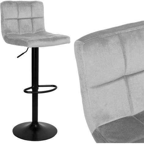 Taburete de bar Arako de terciopelo negro y gris. (1/5)