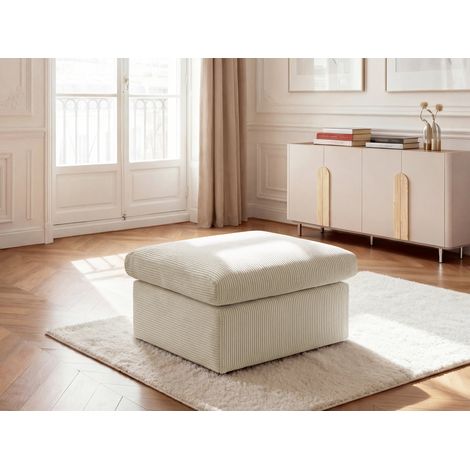 BOBOCHIC - Pouf ENORE tissu velours côtelé   Beige