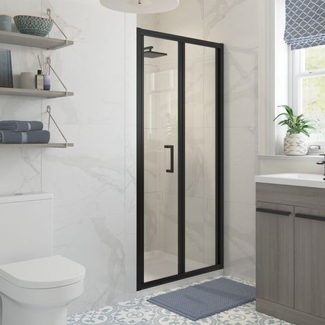 Signature Verve Matt Black Bi-Fold Shower Door 760mm - 5mm Glass