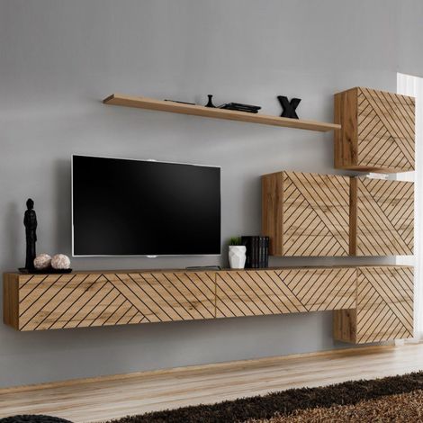 Ensemble Meuble TV "Switch Lamel IX" 310cm Naturel (1/5)