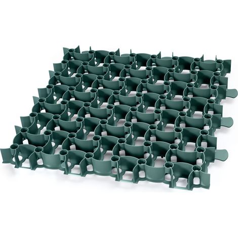 Garronda Caillebotis Plastique Stabilisateur Gravier 50x50x4 cm - Pack 1 Dalle Clipsable Exterieur Nid d'Abeille pour Gazon Hautes Charges Parking Sol Garage Allée Chemin de Jardin GD-0224 Vert (1/5)