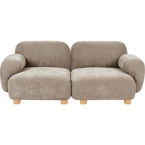 Sofá modular de 2 plazas de tela patas de madera repelente al agua moderno beige Amli