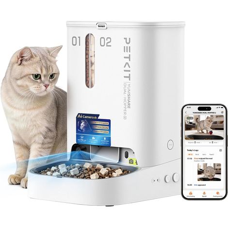Automatic Cat Food Dispenser with 1080P HD Camera, Multi-Cat Face Recognition, Night Vision, 2.4G (1/5)