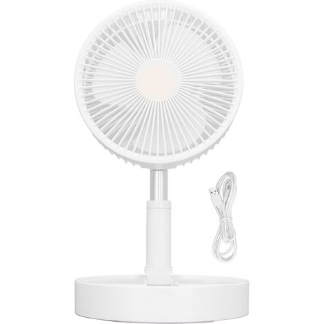 Ventilateur pliant rétractable USB à 4 vitesses, Rechargeable, réglable en hauteur, 45db, Table de bureau silencieuse, pliable, 3600mAh