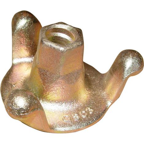 Moncoffrage – Écrou cylindrique acier forgé 3 ailettes – Base 65 mm pour tige ø 17 mm – Filetage métrique pas standard – Fixation pour coffrage