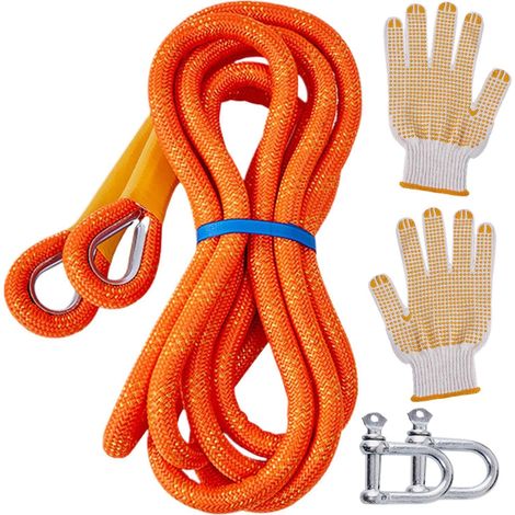 Corde de remorquage, sangle de remorquage robuste pour véhicules de plein air  Équipement tout-terrain, corde de récupération avec manille – Corde de remorquage haute résistance pour les aventures de (1/5)