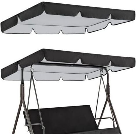 BRICOOMARKET 2pcs 195x125cm Toit de Rechange Balancelle de Jardin Auvent de Balancelle de Cour Noir pour Balancelle Extérieure 3 Places Chaise de Patio Auvent en Tissu Oxford 190T avec Protection UV H (1/3)
