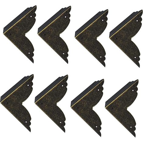 BEBUSINGOTO Stück Vintage-Eckenschutz aus Eisen, dekorativer Eckenschutz aus Metall für Möbel, bronzefarbener Möbeleckenschutz für Möbel und Holzkisten, Schmuckkästchen