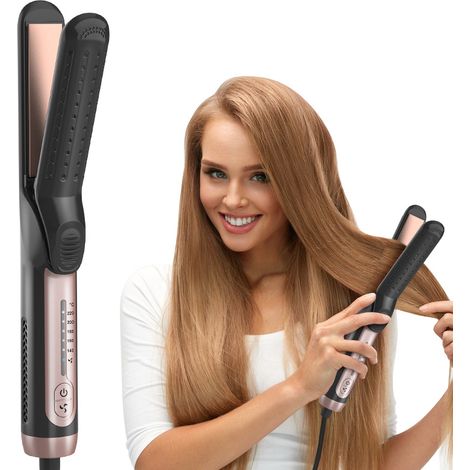 (Noir, norme européenne) Lisseur et boucleur à air froid - Double usage - Doux pour les cheveux (1/5)