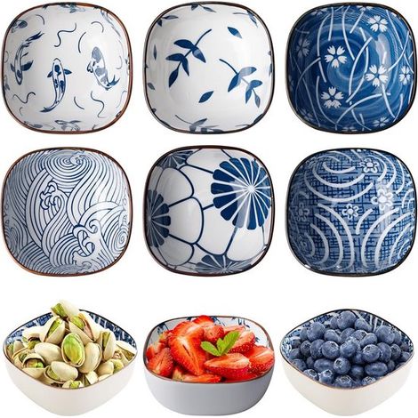 6er-Set Keramikschalen für Saucen, Dips oder Desserts – Japanischer Stil – 9,2 cm (1/5)