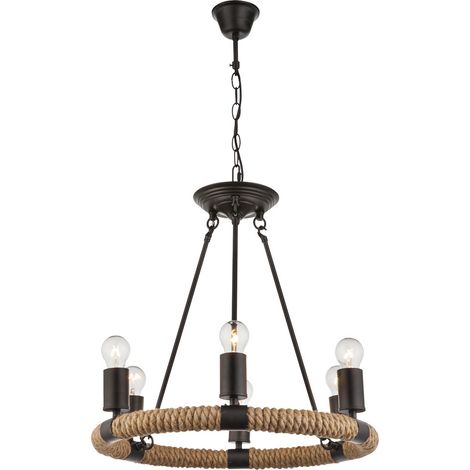 Lampadario a sospensione in corda di canapa FILAMENT lampada a sospensione dimmer da soffitto in un set che include lampadine a LED (1/5)