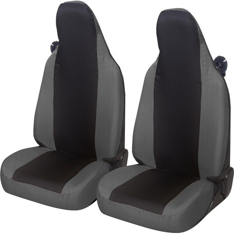 Lupex Shop – Coprisedili auto universali, compatibili per, per Smart, coppia anteriore, NO LOGO, in policotone, colore, Nero/Grigio Scuro (1/5)