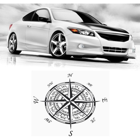 Autocollant boussole/boussole de navigation nautique pour carrosserie, convient à tous les modèles de voitures, noir universel. (1/5)