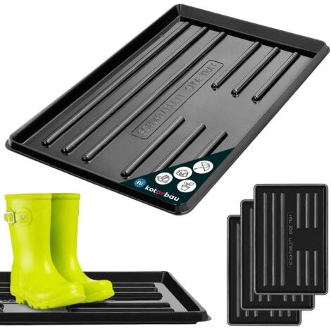 3 Pièces Bac à Chaussures - Bac D'égouttement pour Chaussures - Plastique - 60 x 40 cm - Noir - Imperméable - Plateau Égouttoir à Bord Surélevé - pour Couloir-NANOTEH (1/5)