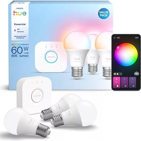 Philips Hue Smarte LED-Lampe Weiß E27 8W 806 Lumen