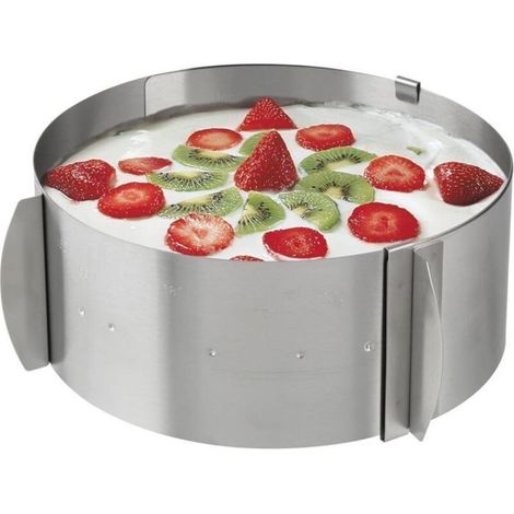 1 pièce - Moule à gâteau rond en acier inoxydable / cercle à mousse réglable - 6 cm de hauteur (réglable de 6 à 12 pouces) (1/5)