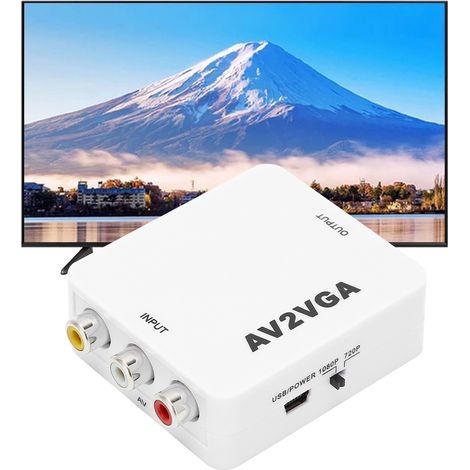 Convertisseur AV vers VGA Portable 1920x1080 HD avec Câble USB - Adaptateur Vidéo Universel (1/5)
