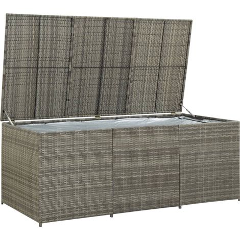 GRAND Coffre de jardin Gris Polyrotin 180 X 90 X 70. Rangement facile et discret (1/5)