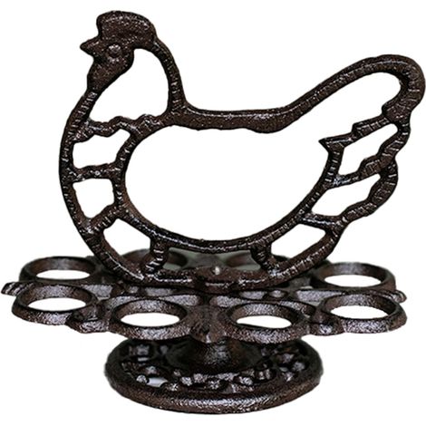 étagère rangement-Porte-oeufs vintage fer forgé – Support de stockage décoratif style fermier américain pour cuisine et fournil (1/2)