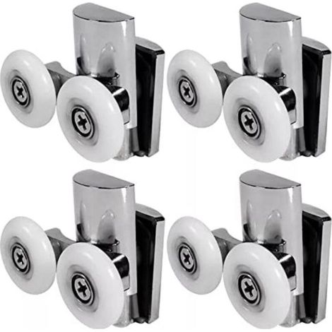 Roulettes de Porte de Douche,23 mm Roues en Haut ou en Bas, porte Coulissante Douche pour Cabine Salle de Bains Porte en Verre (23mm/2top+2bottom) (1/5)