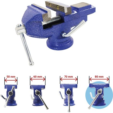 Bituxx Schraubstock Tischschraubstock Handschraubstock Werkbank Werkstatt Drehbar 360 Grad 80 mm mit Amboss und Tischklemme