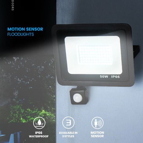 Mascot 2 Pièce Projecteur LED Détecteur de Mouvement 50W, 5000LM Spot LED Extérieur, Étanche IP66 Projecteur Exterieur LED, 6500K Blanc Froid Projecteur LED Exterieur Detecteur de Mouvement Pour Cour (1/5)