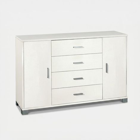 Aparador moderno para salón con 2 puertas y 4 cajones Quadrante - Blanco