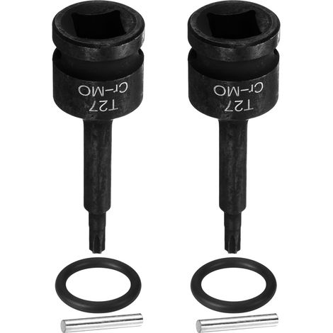 2 Pièces Douille Hexagonale À Choc, Douille Torx 1/2" T27 À 6 Crans Acier CR-MO Avec Goupille Joint Torique Pour Perceuses Atelier Garage Adaptateur (1/5)