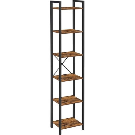CALICOSY - Étagère 6 niveaux industrielle métal et bois - L40 x H187.5 cm (1/6)