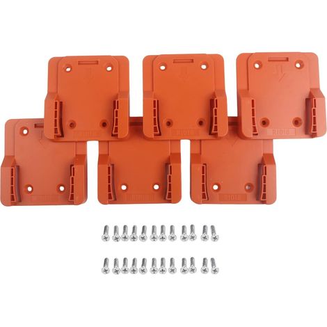Lot de 6 supports muraux en plastique jaune compatibles avec Ridgid pour perceuse AEG 18 V Li-ion pour le rangement et l'organisation d'outils électriques sans fil dans la maison, le garage ou (1/4)