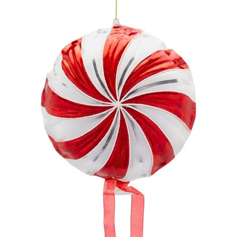 Decorazione Candy girella in vetro di D.17 cm per il natale -Verde (1/2)