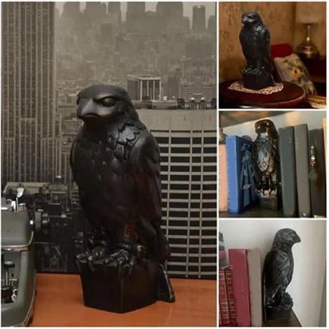 Statue Faucon Maltais - Résine Noire - Décoration Intérieure Étagère - 9 x 9 x 20 5 cm - Unité (1/5)