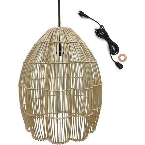 Suspension Extérieure Rotin Beige D50cm Câble 5m