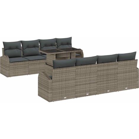 Maison Exclusive - Gartensofa-set mit Speicher 9 pcs Grau Poly-Ra