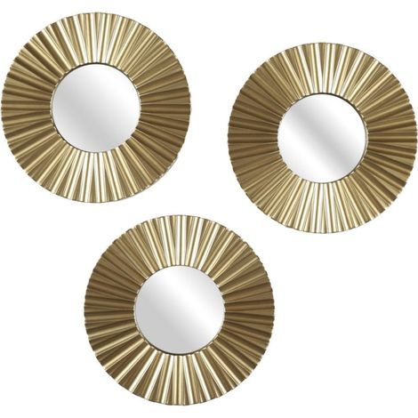 Lot de 3 miroirs dorés diamètre 19cm (1/3)